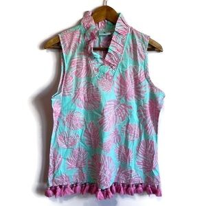 HAILEY and the HOUND Zulily Preppy Pink Teal Parker Tassel Sleeveless Top L